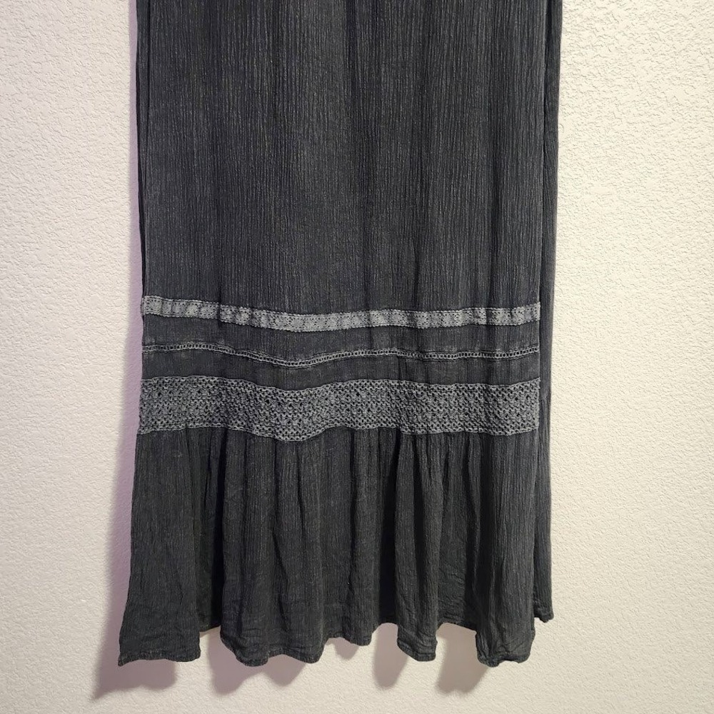 MILLENNIUM Grey Crinkle Midi Dress Tiered Minimalist Lagenlook Size L - Picture 7 of 7